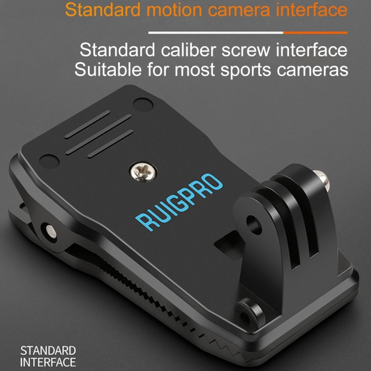 مشبك تثبيت على حقيبة الظهر RUIGPRO يدور 360 درجة مع برغي لكاميرات GoPro وInsta360 وDJI وغيرها من كاميرات الحركة، مشبك يدور 360 درجة