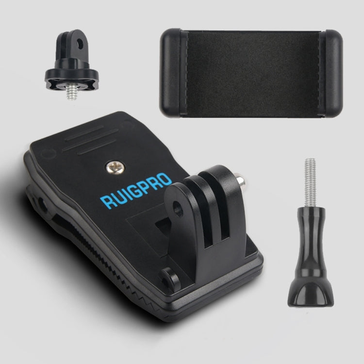 حامل كاميرا RUIGPRO قابل للدوران 360 درجة مع مشبك تثبيت + مشبك هاتف لكاميرات GoPro وInsta360 وDJI وغيرها من كاميرات الحركة، حامل كاميرا + مشبك