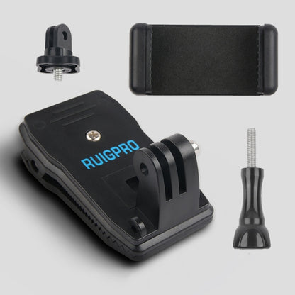 حامل كاميرا RUIGPRO قابل للدوران 360 درجة مع مشبك تثبيت + مشبك هاتف لكاميرات GoPro وInsta360 وDJI وغيرها من كاميرات الحركة، حامل كاميرا + مشبك