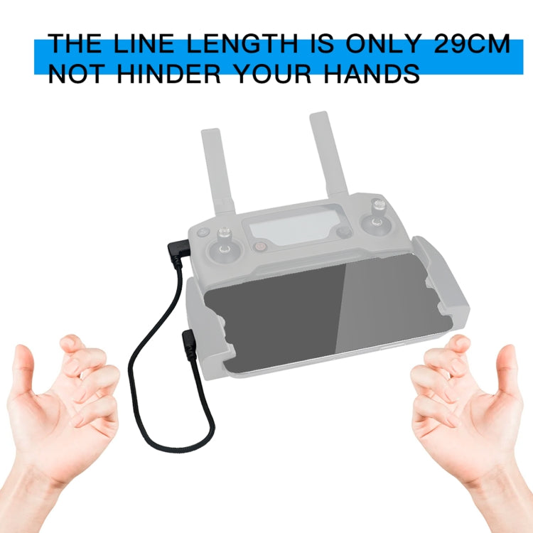 كابل بيانات RCSTQ ميكرو USB إلى 8 دبابيس من النايلون المنسوج بطول 29 سم لجهاز التحكم عن بعد DJI Mavic Mini / Air / Spark وMavic 2 Pro وZoom، وiPhone وiPad