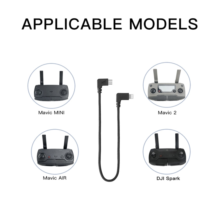 كابل بيانات RCSTQ ميكرو USB إلى 8 دبابيس من النايلون المنسوج بطول 29 سم لجهاز التحكم عن بعد DJI Mavic Mini / Air / Spark وMavic 2 Pro وZoom، وiPhone وiPad