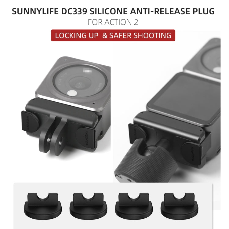 Sunnylife DC339 4 قطع من سدادة السيليكون المضادة للإطلاق لـ DJI Action 2