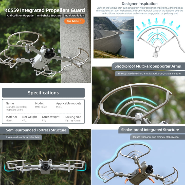 حلقة حماية مروحة طائرة بدون طيار من Sunnylife مضادة للتصادم لطائرة DJI Mini 3 بدون طيار