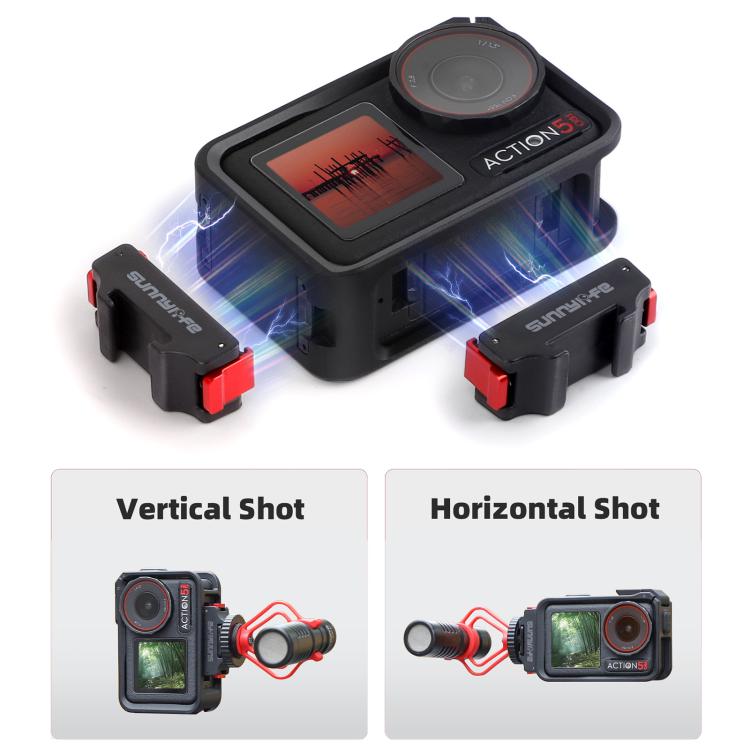 محول حذاء بارد مغناطيسي سريع الفك من Sunnylife لكاميرا الحركة DJI Osmo Action 5 Pro / 4 / 3، محول ميكروفون بإضاءة كاملة، AD938