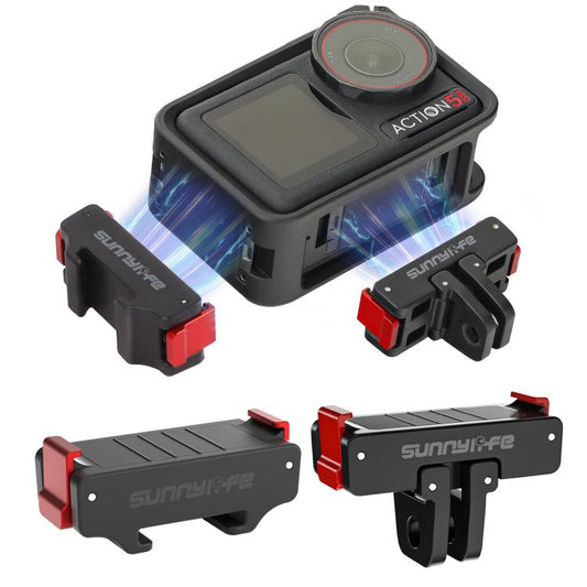 حامل تثبيت مغناطيسي سريع الفك من Sunnylife لكاميرا DJI Osmo Action 5 Pro / 4 / 3 + محول تثبيت بارد مغناطيسي، AD938+AD887