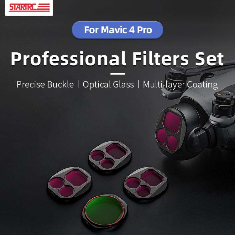 For DJI Mavic 4 Pro STARTRC 4 in 1 CPL ND8 ND32 ND64 Lens Filter Kit, CPL ND8 ND32 ND64