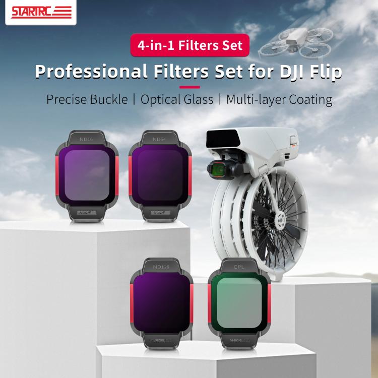 مرشح عدسة CPL 4 في 1 لـ DJI Flip STARTRC ND16 ND64 ND128، 4 في 1