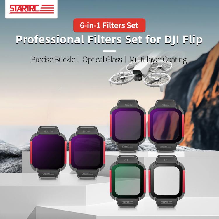 فلتر عدسة CPL UV 6 في 1 لـ DJI Flip STARTRC 6 في 1 ND16 ND32 ND64 ND128، 6 في 1