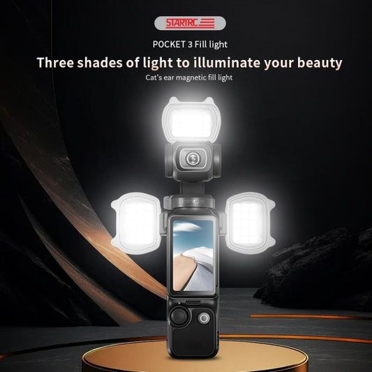 For DJI Pocket 3 STARTRC Cat-ears Magnetic Fill Light  with Holder Clip Kit, Fill Light with Holder Clip