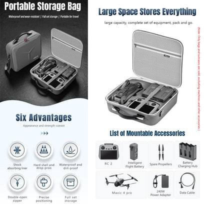 حقيبة تخزين كتف STARTRC من البولي يوريثان لطائرة DJI Mavic 4 Pro / RC Pro 2، حقيبة يد، لطائرة DJI Mavic 4 Pro / RC 2