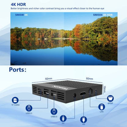 صندوق تلفاز ذكي Tanix X4 يعمل بنظام أندرويد 11، معالج Amlogic S905X4 رباعي النواة، 4 جيجابايت + 32 جيجابايت، واي فاي مزدوج، بلوتوث، 4 جيجابايت + 32 جيجابايت