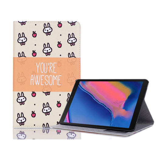 جراب جلدي أفقي قابل للطي مع فتحات للبطاقات وحامل ومحفظة وإطار صور لجهاز Galaxy Tab A 8.0 (2019)