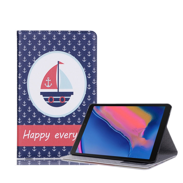 جراب جلدي أفقي قابل للطي مع فتحات للبطاقات وحامل ومحفظة وإطار صور لجهاز Galaxy Tab A 8.0 (2019)