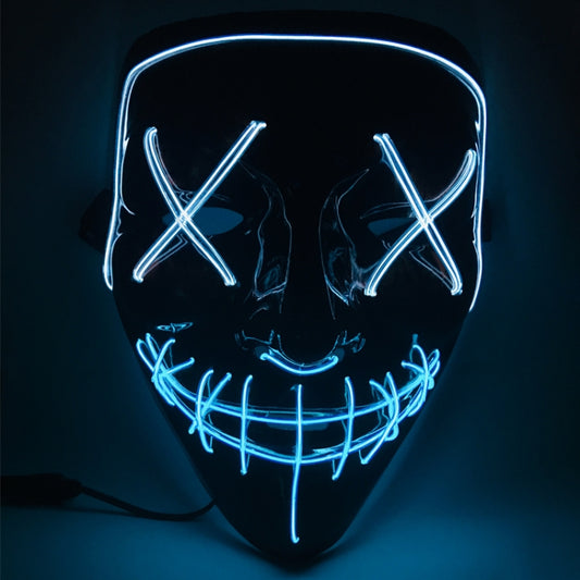 قناع إضاءة LED للفم بتصميم X للوجه وحفلات مهرجان الهالوين