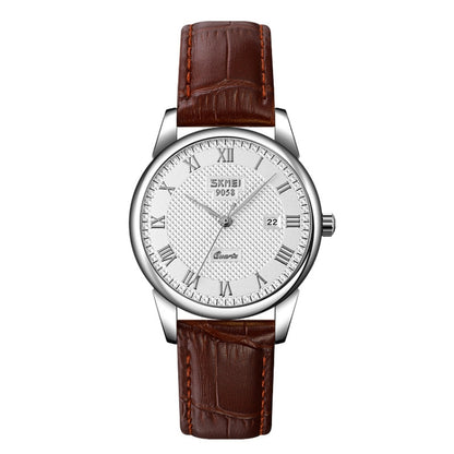 SKMEI 9058 Multifunctional Outdoor Fashion Waterproof Silver Shell Quartz Wrist Watch
