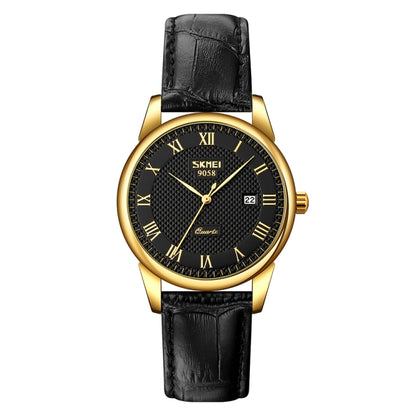 SKMEI 9058 Multifunctional Outdoor Fashion Waterproof Gold Shell Quartz Wrist Watch