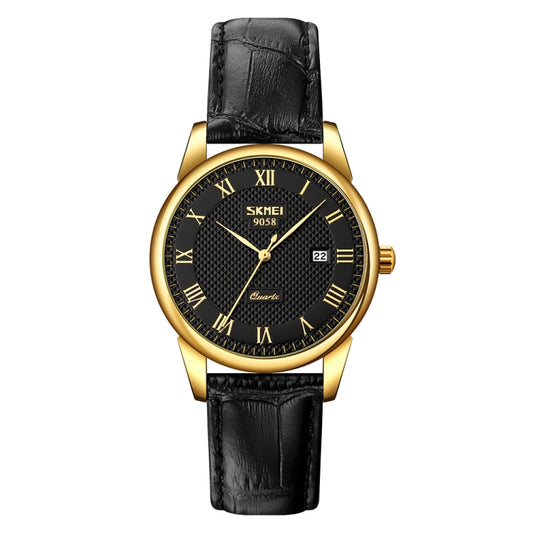 SKMEI 9058 Multifunctional Outdoor Fashion Waterproof Gold Shell Quartz Wrist Watch