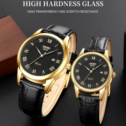 SKMEI 9058 Multifunctional Outdoor Fashion Waterproof Gold Shell Quartz Wrist Watch