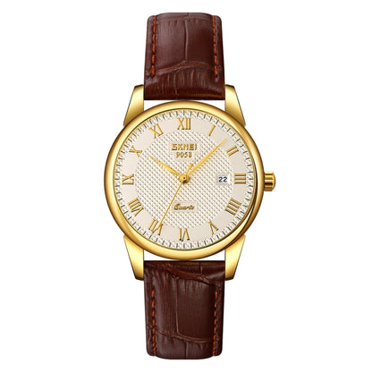 SKMEI 9058 Multifunctional Outdoor Fashion Waterproof Gold Shell Quartz Wrist Watch