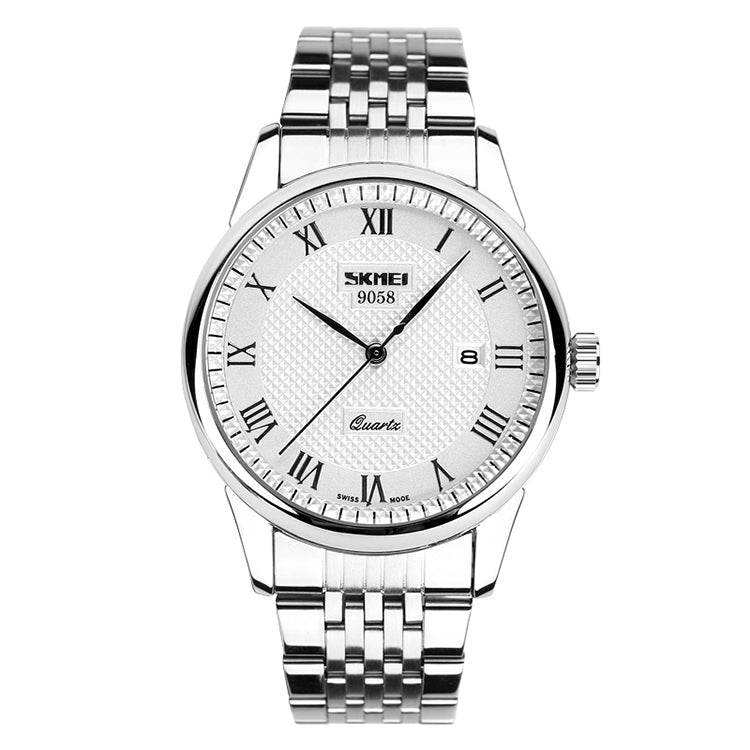SKMEI 9058 Multifunctional Outdoor Fashion Waterproof Steel Strip Quartz Wrist Watch