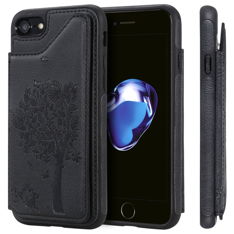 Cat Tree Embossing Pattern Shockproof Protective Case with Card Slots & Photo Frame, For iPhone 6 Plus, For iPhone 6, For iPhone 7 / 8, For iPhone 7 Plus / 8 Plus, For iPhone X, For iPhone XR, For iPhone XS Max, For iPhone XS