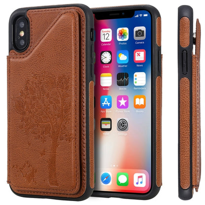 Cat Tree Embossing Pattern Shockproof Protective Case with Card Slots & Photo Frame, For iPhone 6 Plus, For iPhone 6, For iPhone 7 / 8, For iPhone 7 Plus / 8 Plus, For iPhone X, For iPhone XR, For iPhone XS Max, For iPhone XS