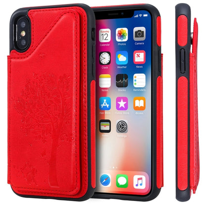 Cat Tree Embossing Pattern Shockproof Protective Case with Card Slots & Photo Frame, For iPhone 6 Plus, For iPhone 6, For iPhone 7 / 8, For iPhone 7 Plus / 8 Plus, For iPhone X, For iPhone XR, For iPhone XS Max, For iPhone XS