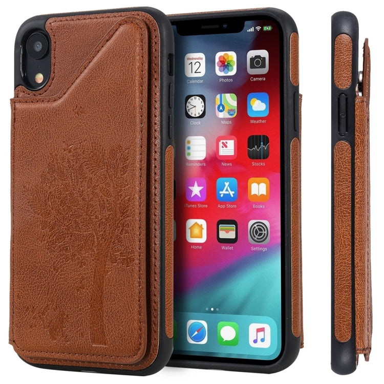 Cat Tree Embossing Pattern Shockproof Protective Case with Card Slots & Photo Frame, For iPhone 6 Plus, For iPhone 6, For iPhone 7 / 8, For iPhone 7 Plus / 8 Plus, For iPhone X, For iPhone XR, For iPhone XS Max, For iPhone XS