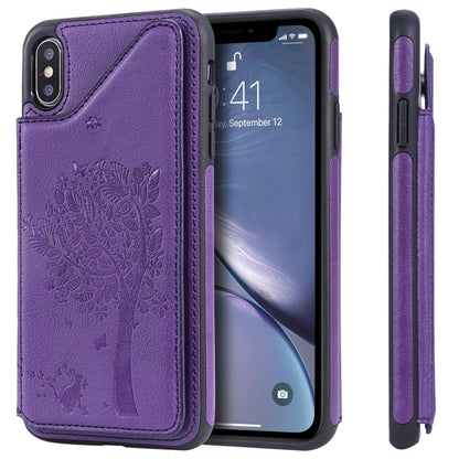 Cat Tree Embossing Pattern Shockproof Protective Case with Card Slots & Photo Frame, For iPhone 6 Plus, For iPhone 6, For iPhone 7 / 8, For iPhone 7 Plus / 8 Plus, For iPhone X, For iPhone XR, For iPhone XS Max, For iPhone XS