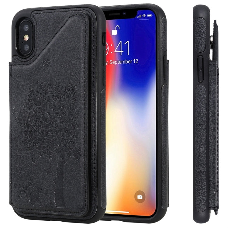 Cat Tree Embossing Pattern Shockproof Protective Case with Card Slots & Photo Frame, For iPhone 6 Plus, For iPhone 6, For iPhone 7 / 8, For iPhone 7 Plus / 8 Plus, For iPhone X, For iPhone XR, For iPhone XS Max, For iPhone XS