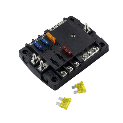 صندوق فيوزات سداسي الاتجاهات بمقبس مؤشر LED مستقل موجب وسالب WUPP ZH-1222A1 عالي التيار، سداسي الاتجاهات
