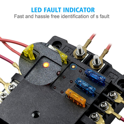 صندوق فيوزات سداسي الاتجاهات بمقبس مؤشر LED مستقل موجب وسالب WUPP ZH-1222A1 عالي التيار، سداسي الاتجاهات
