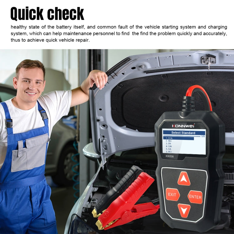 KONNWEI KW208 Car TFT Color Screen Battery Tester Support 8 Languages, KW208