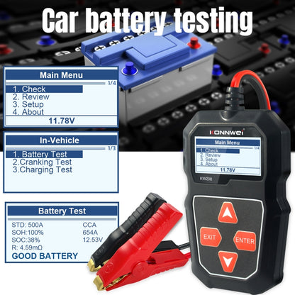 KONNWEI KW208 Car TFT Color Screen Battery Tester Support 8 Languages, KW208