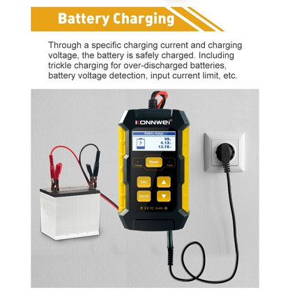 KONNWEI KW510 3 in 1 Car Battery Tester / Charger / Repairer, Support 8 Languages, KW510(EU Plug), KW510(US Plug)