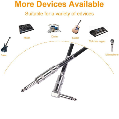 TC048SL 6.35mm Plug Straight to Elbow Electric Guitar Audio Cable