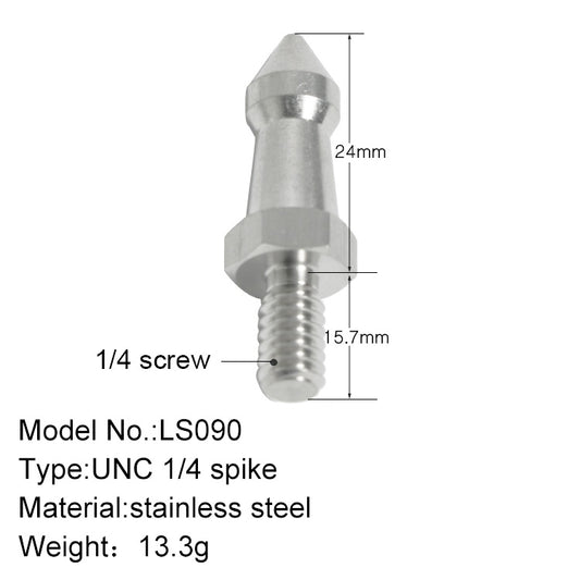 BEXIN LS090 قطعتان من برغي قدم من الفولاذ المقاوم للصدأ مقاس 1/4 بوصة لحامل ثلاثي القوائم SLR، LS090