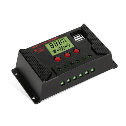 PWM Solar Controller 12V / 24V Lithium Battery Charging Photovoltaic Panel Charging Street Light Controller with Dual USB Output