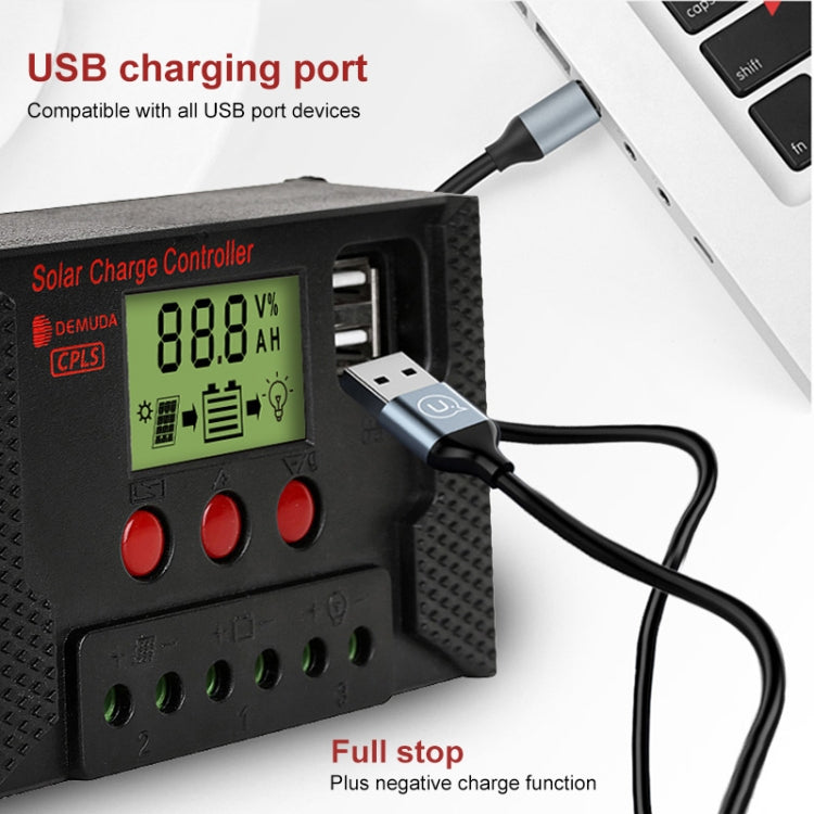 PWM Solar Controller 12V / 24V Lithium Battery Charging Photovoltaic Panel Charging Street Light Controller with Dual USB Output