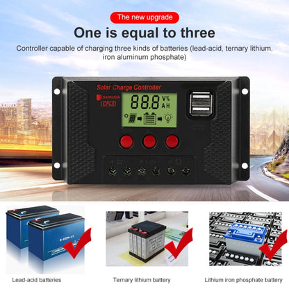 PWM Solar Controller 12V / 24V Lithium Battery Charging Photovoltaic Panel Charging Street Light Controller with Dual USB Output