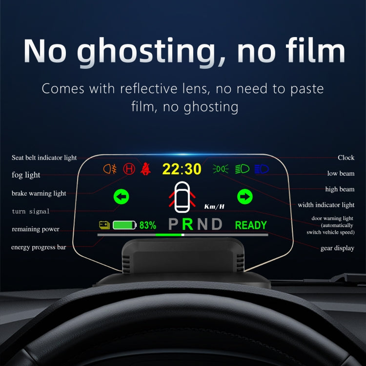 T1 5.1 inch Car HUD Head-up Display Overspeed Alarm / Remaining Battery Percentage Display for Tesla Model 3 / Y, T1  HUD