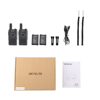 1 Pair RETEVIS RT18 16CHS FRS Dual PTT Handheld Walkie Talkie, US Plug