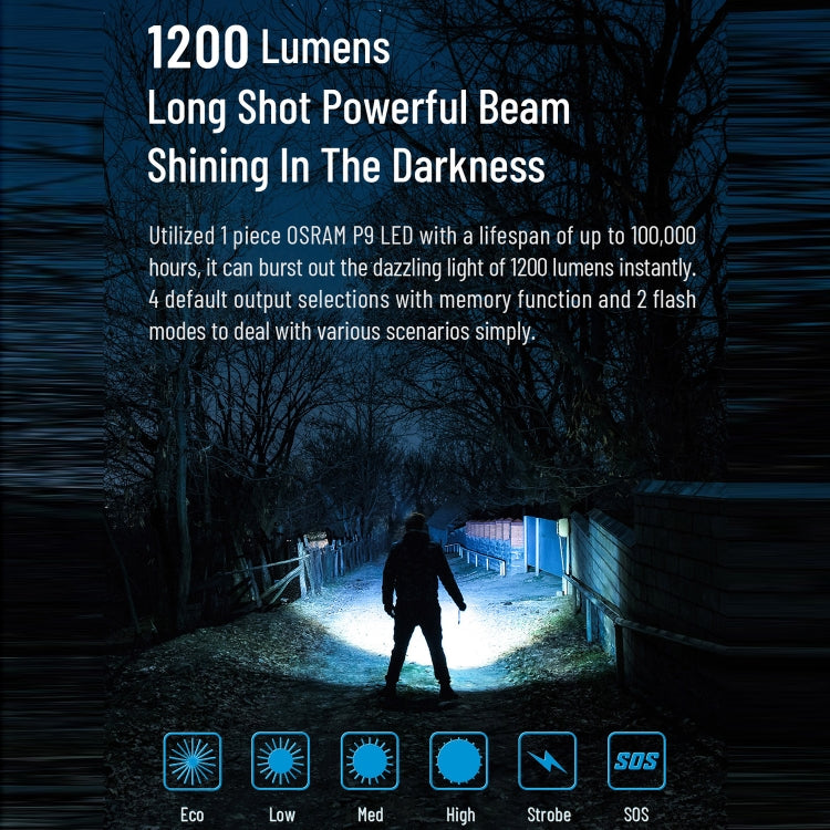 WUBEN C3 Outdoor Emergency Portable USB Rechargeable LED Strong Light Aluminum Alloy Flashlight, C3