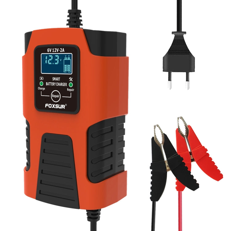 FOXSUR 2A / 6V / 12V Car / Motorcycle 3-stage Full Smart Battery Charger