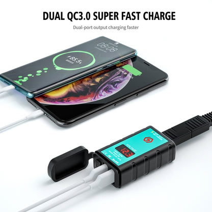 WUPP ZH-1422A2 DC12-24V Motorcycle Square Dual USB Fast Charging Charger with Switch + Voltmeter + Integrated SAE Socket + 1m SAE Socket Cable, ZH-1422A2