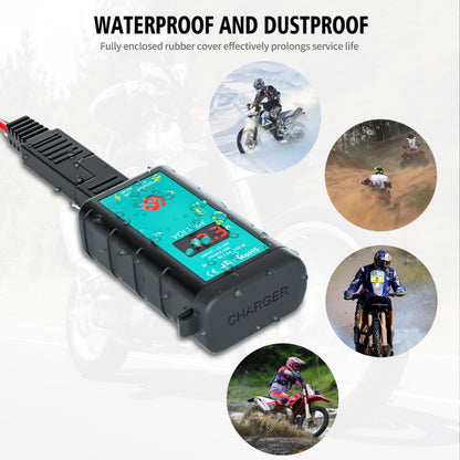 WUPP ZH-1422A3 DC12-24V Motorcycle Square Dual USB Fast Charging Charger with Switch + Voltmeter + Integrated SAE Socket + 1.4m OT Terminal Cable, ZH-1422A3