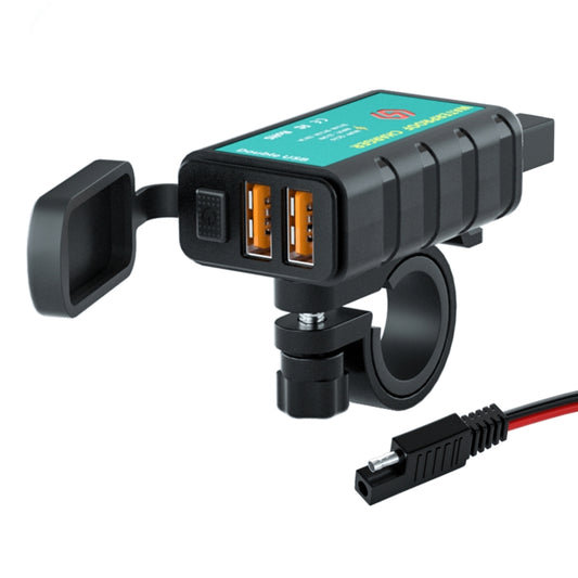 WUPP ZH-1422C2 Motorcycle Square Dual USB Fast Charging Charger with Switch + Integrated SAE Socket + 1m SAE Socket Cable, ZH-1422C2