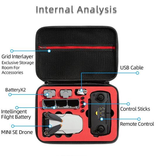 Shockproof Carrying Hard Case Storage Bag, For DJI Mini SE, 21.5 x 29.5 x 10cm