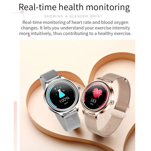 ZX10 1.09 inch HD Color Screen Bluetooth 5.0 IP68 Waterproof Women Smart Watch, Support Sleep Monitor / Menstrual Cycle Reminder / Heart Rate Monitor / Blood Oxygen Monitoring, Style:Steel Strap