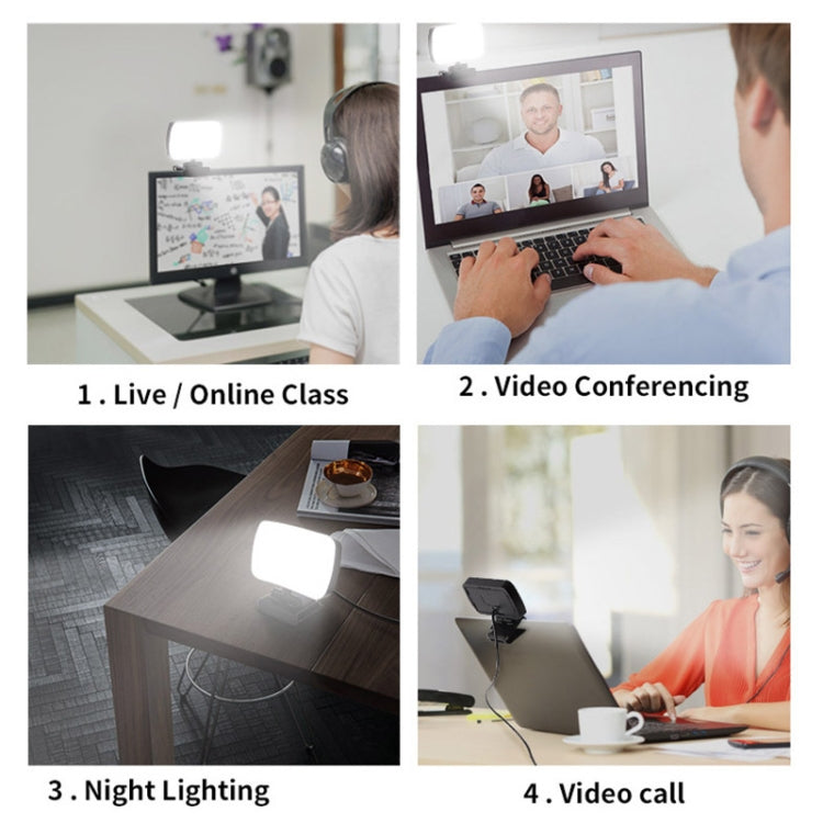 JSK-B1 مصباح LED محمول بمنفذ USB للمؤتمرات المباشرة بعشرة مستويات سطوع قابلة للتعديل، درجة حرارة اللون: 3000-6500 كلفن